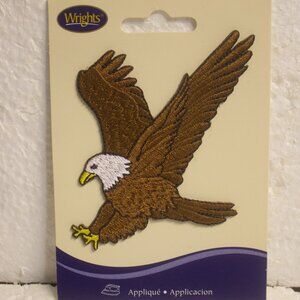 Wright's Press on Sew on Eagle Applique Patch New on Card